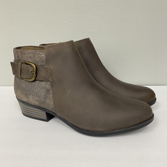 Clarks Collection Addiy Kara Olive Brown Ankle Boots Size 7 Leather Low Heel NEW - Picture 5 of 9